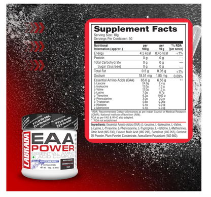 Labrada EAA POWER Essential Amino Acid Complex Powder (6.57g EAAs, Muscle Building, Vegan, 30 Servings) - 0.66 lbs (Pack of 300g) (Blue Razzberry)