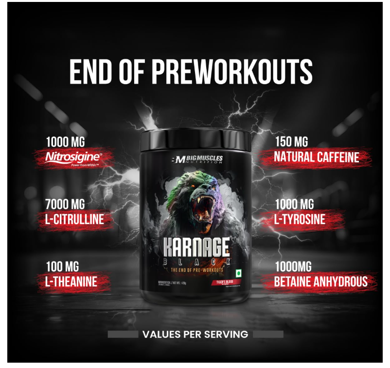 Bigmuscles Nutrition Karnage Black Preworkout (Sex On The Beach, 420g)