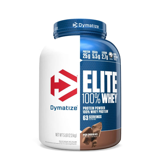 Dymatize Nutrition Elite 100% Whey Protein | Muscle Recovery | 25g Protein, 5.5g BCAA | Fast-Absorbing Protein | Gluten-Free | Blend with BCAAs & Glutamine | Rich Chocolate | 5 Lbs