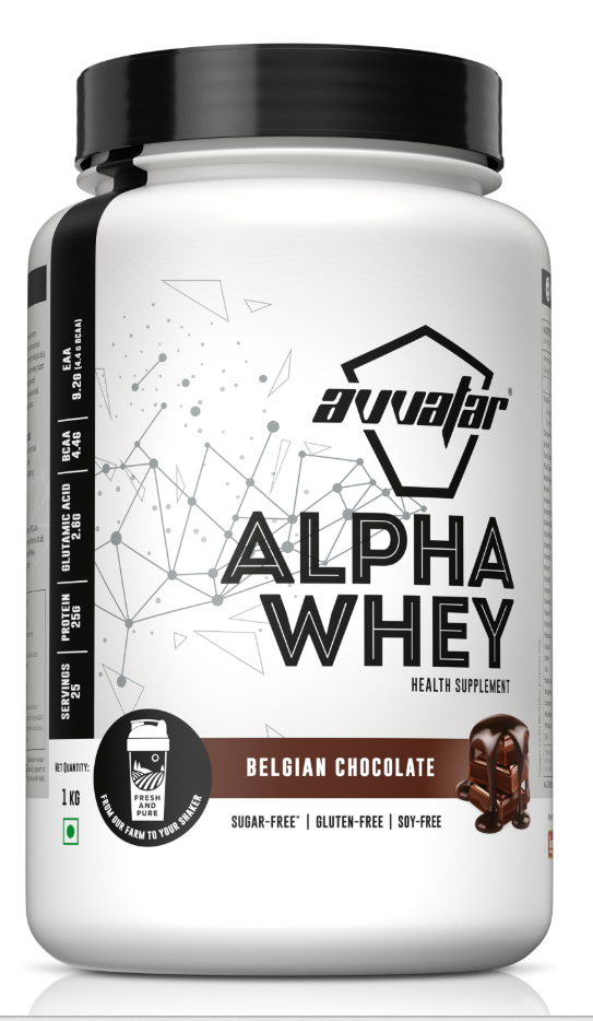 Avvatar Alpha whey Protein | 2Kg | Belgian Chocolate Flavour | 25g Protein | 50 Servings