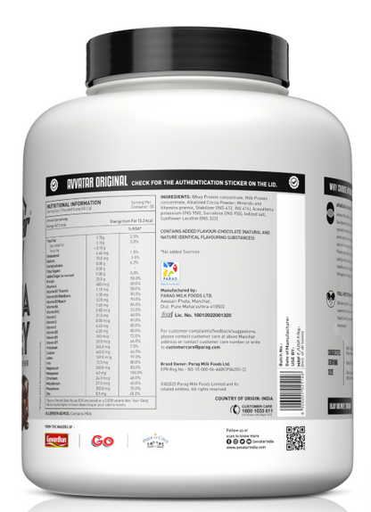 Avvatar Alpha whey Protein | 2Kg | Belgian Chocolate Flavour | 25g Protein | 50 Servings