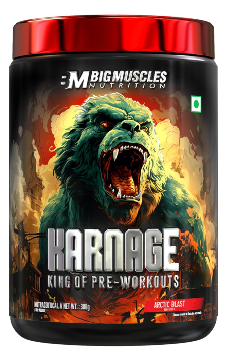 Bigmuscles Nutrition Karnage Pre workout (60 Servings, Sex On the Beach) | Pre-workout Supplement Supports to Improve Focus, Strength, Energy and Pump,