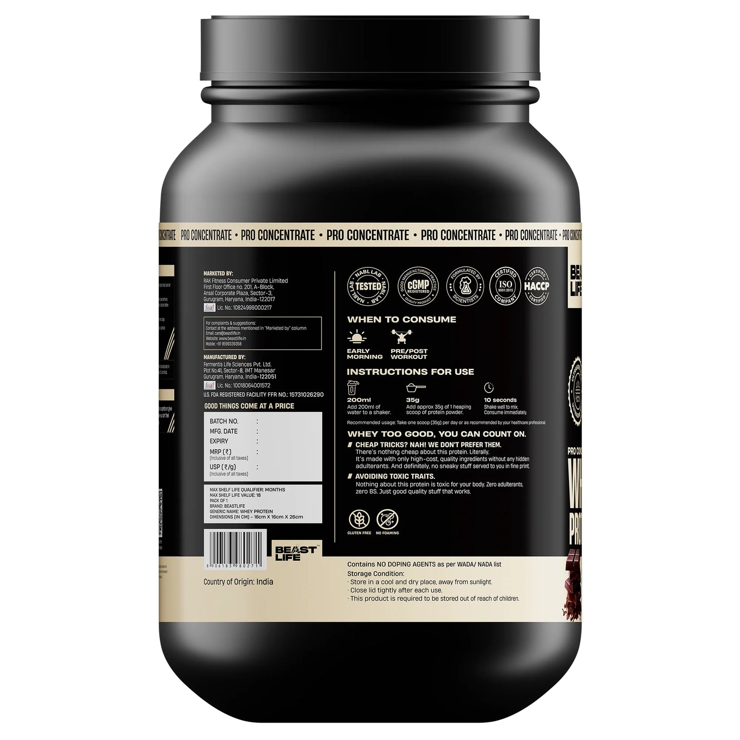 Beast Life Whey Protein – Chocolate (1 kg)