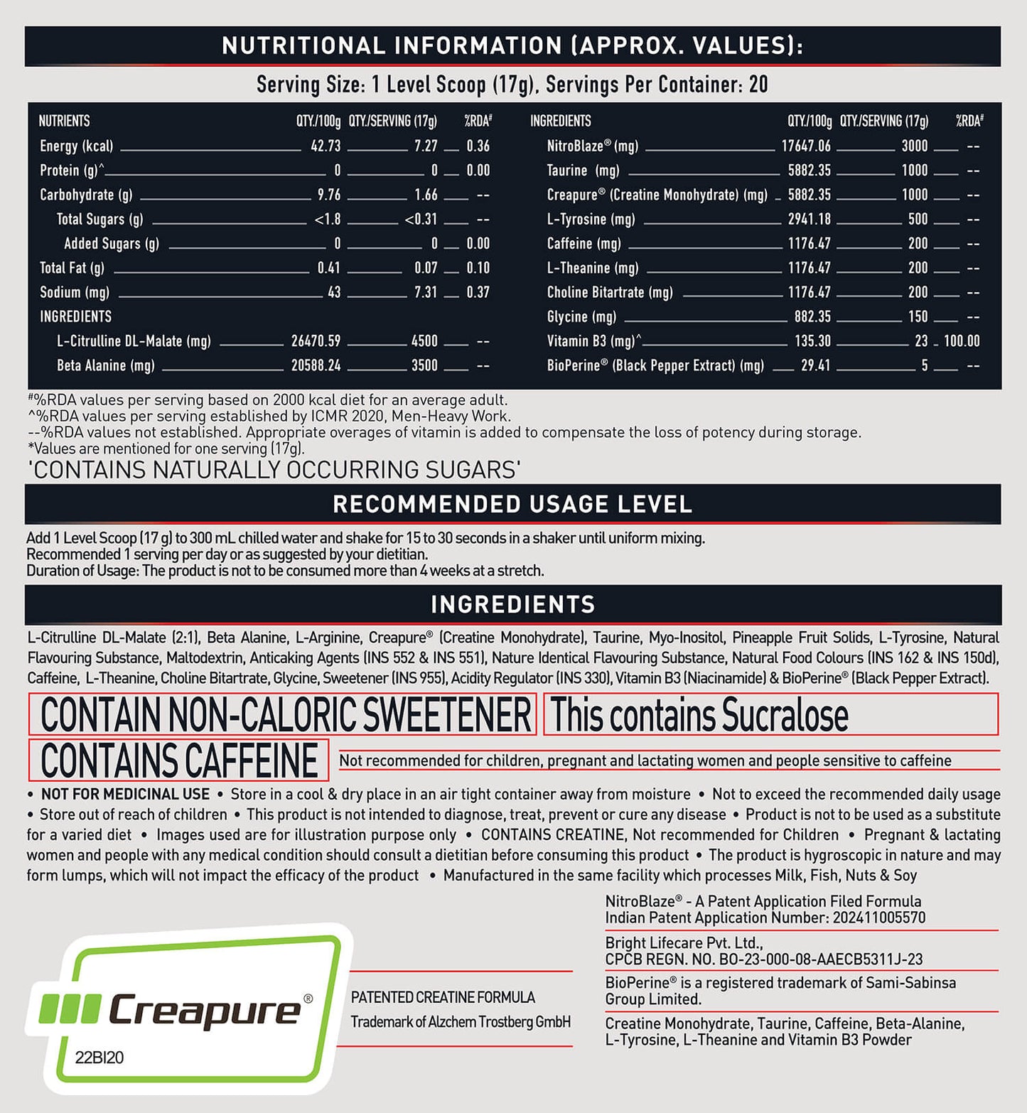 MuscleBlaze Pre Workout WrathX Cola Frost • 340 g