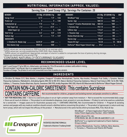 MuscleBlaze Pre Workout WrathX Cola Frost • 340 g