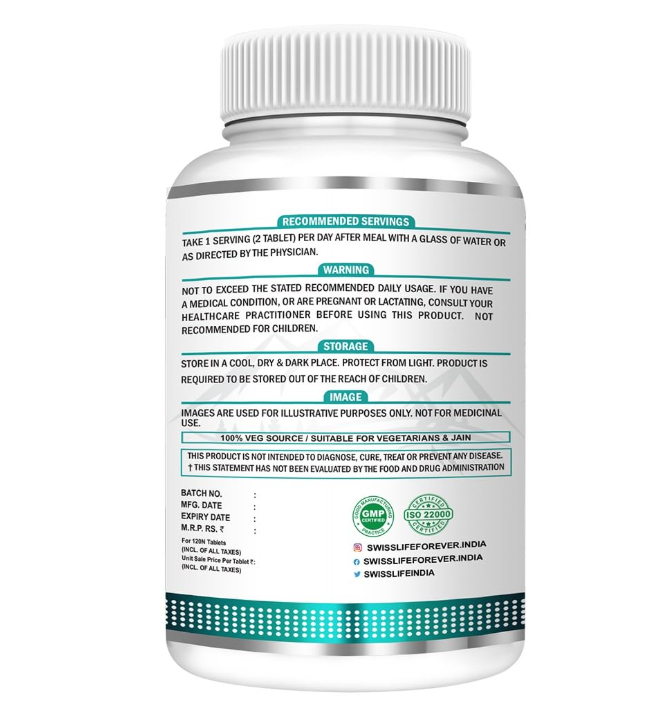 SwissLife Forever Chelated Magnesium Glycinate Tablets | Dietary Supplement with Magnesium & Amino Acids | Supports Bone, Muscle & Heart Health | For Men & Women | 120 Tablets
