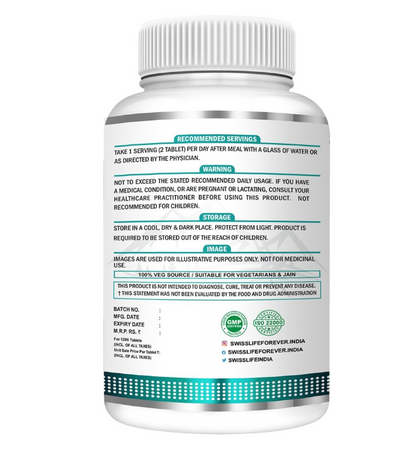 SwissLife Forever Chelated Magnesium Glycinate Tablets | Dietary Supplement with Magnesium & Amino Acids | Supports Bone, Muscle & Heart Health | For Men & Women | 120 Tablets