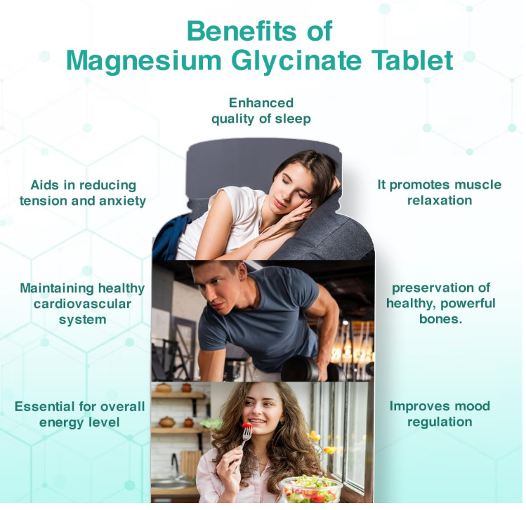 SwissLife Forever Chelated Magnesium Glycinate Tablets | Dietary Supplement with Magnesium & Amino Acids | Supports Bone, Muscle & Heart Health | For Men & Women | 120 Tablets