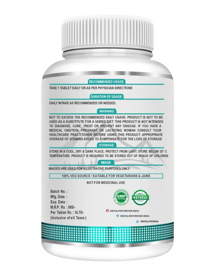 Swisslife Calcium Magnesium Zinc with Vitamin D3 | Calcium Supplement For Women and Men | For Bone Health And Joint, Unflavoured (Pack Of 1, 120 Tablets)