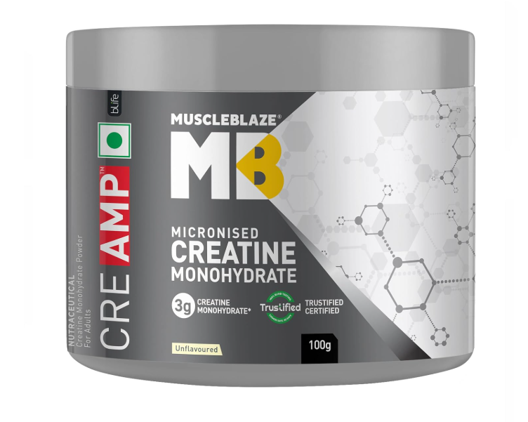 MuscleBlaze Micronised Creatine Monohydrate CreAMP Powder, (129 servings, 400g)