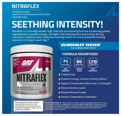 GAT Sport Nitraflex Fruit Punch Flavour powder -Pack of 30 Servings