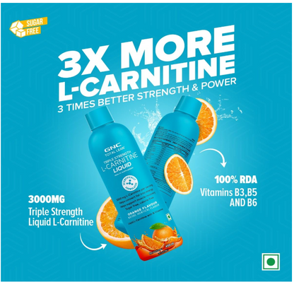 GNC Liquid L-Carnitine 3000mg | Triple Strength Formula | Converts Fat to Energy & Supports Lean Muscle | Fast-Acting for Weight Loss & Recovery | 450 ML | 30 Servings | Orange