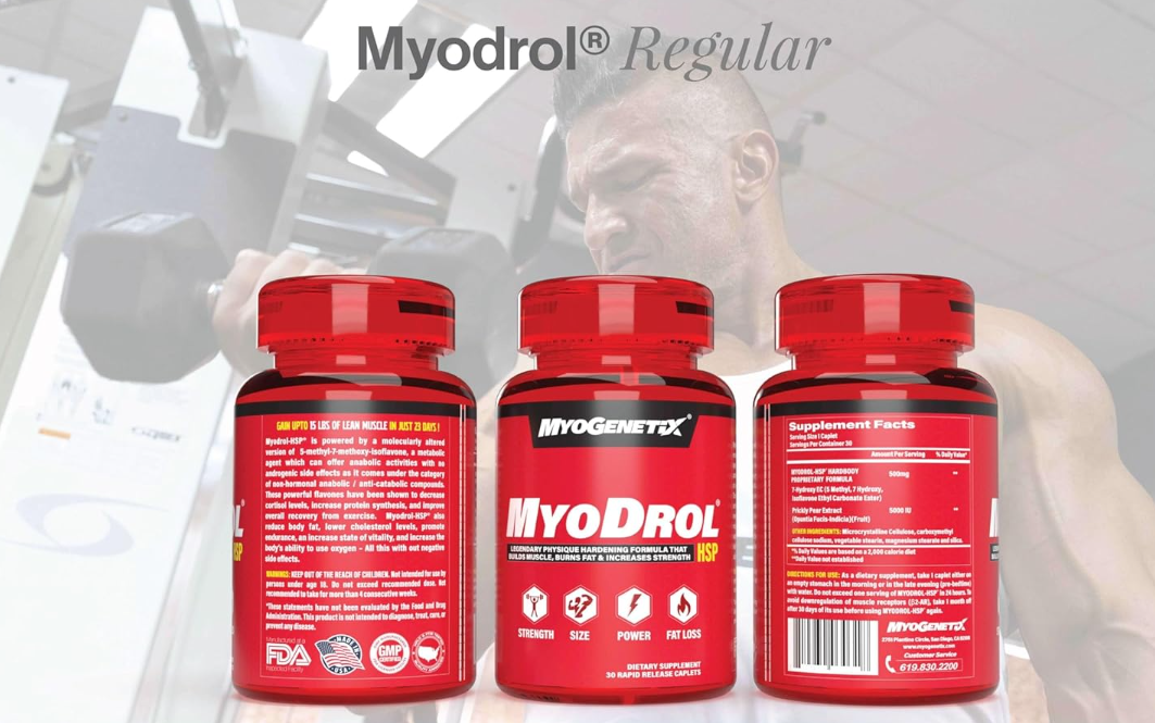 MYOGENETIX Myodrol-HSP – Premium Natural Muscle Builder | Original HSP-90 Activated Formula for Lean Muscle Growth, Strength & Recovery |Trusted by Athletes & Bodybuilders | count, 60 capsules