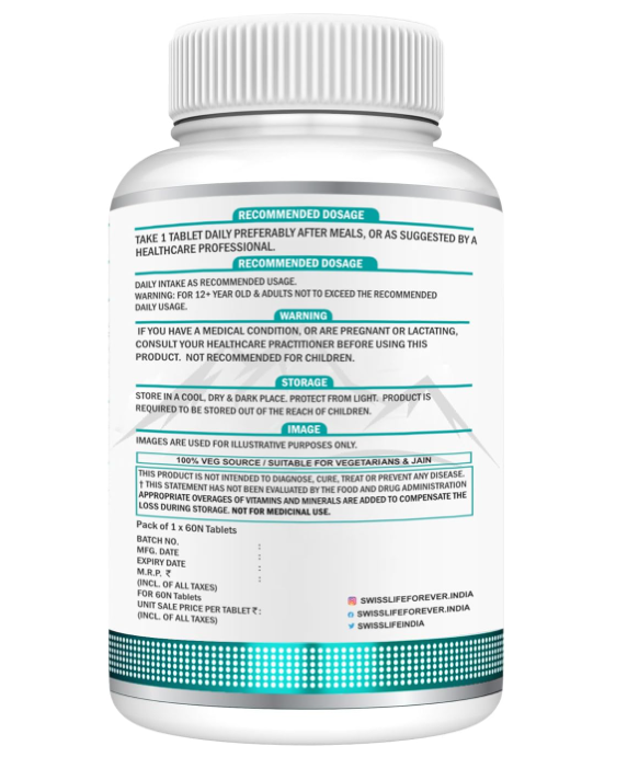 SwissLife Forever N-Acetyl L-Cysteine (NAC) 600mg | Antioxidant & Lung Support Formula for Immunity, Liver Health, and Cellular Protection | 60 Tablets
