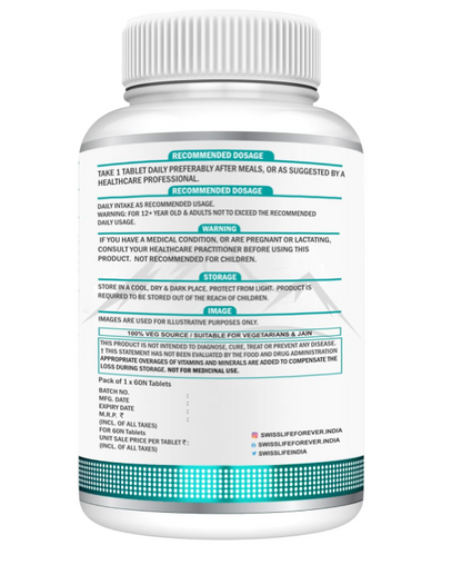 SwissLife Forever N-Acetyl L-Cysteine (NAC) 600mg | Antioxidant & Lung Support Formula for Immunity, Liver Health, and Cellular Protection | 60 Tablets