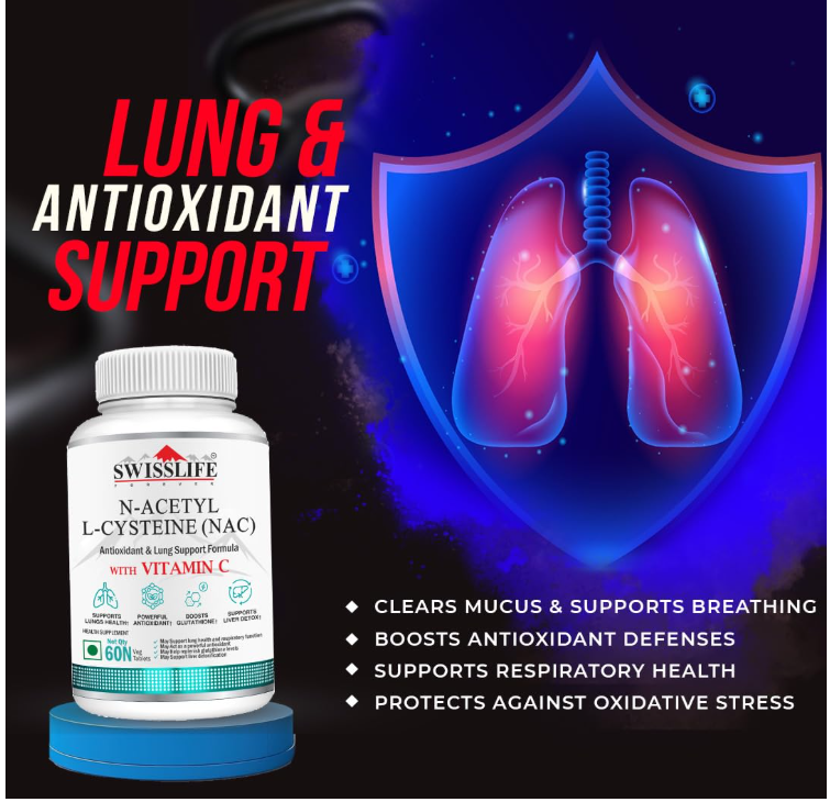 SwissLife Forever N-Acetyl L-Cysteine (NAC) 600mg | Antioxidant & Lung Support Formula for Immunity, Liver Health, and Cellular Protection | 60 Tablets
