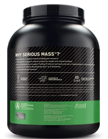 OPTIMUM NUTRITION (ON) Serious Mass High Protein High Calorie Weight Gainer Powder - 3 kg (Chocolate)