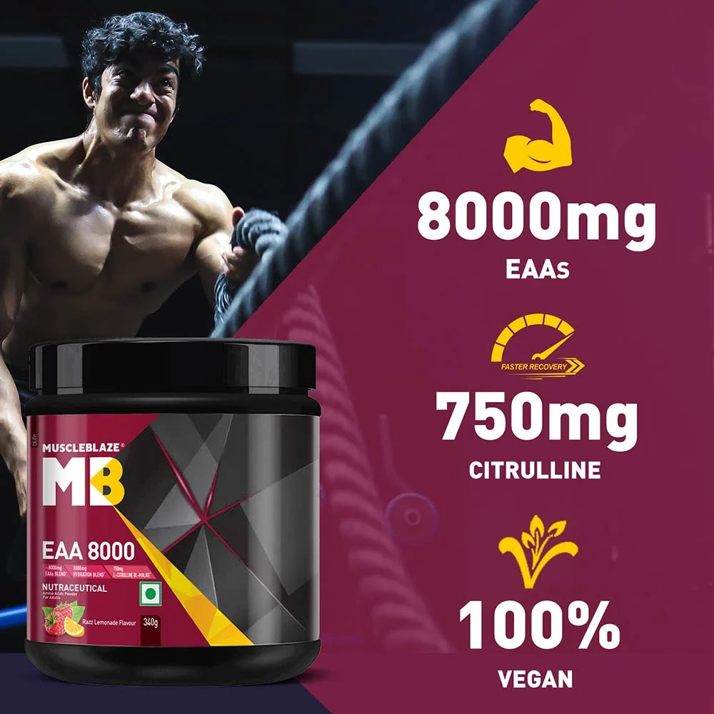 MuscleBlaze EAA 8000 Razz Lemonade • 25 Servings • 340 g