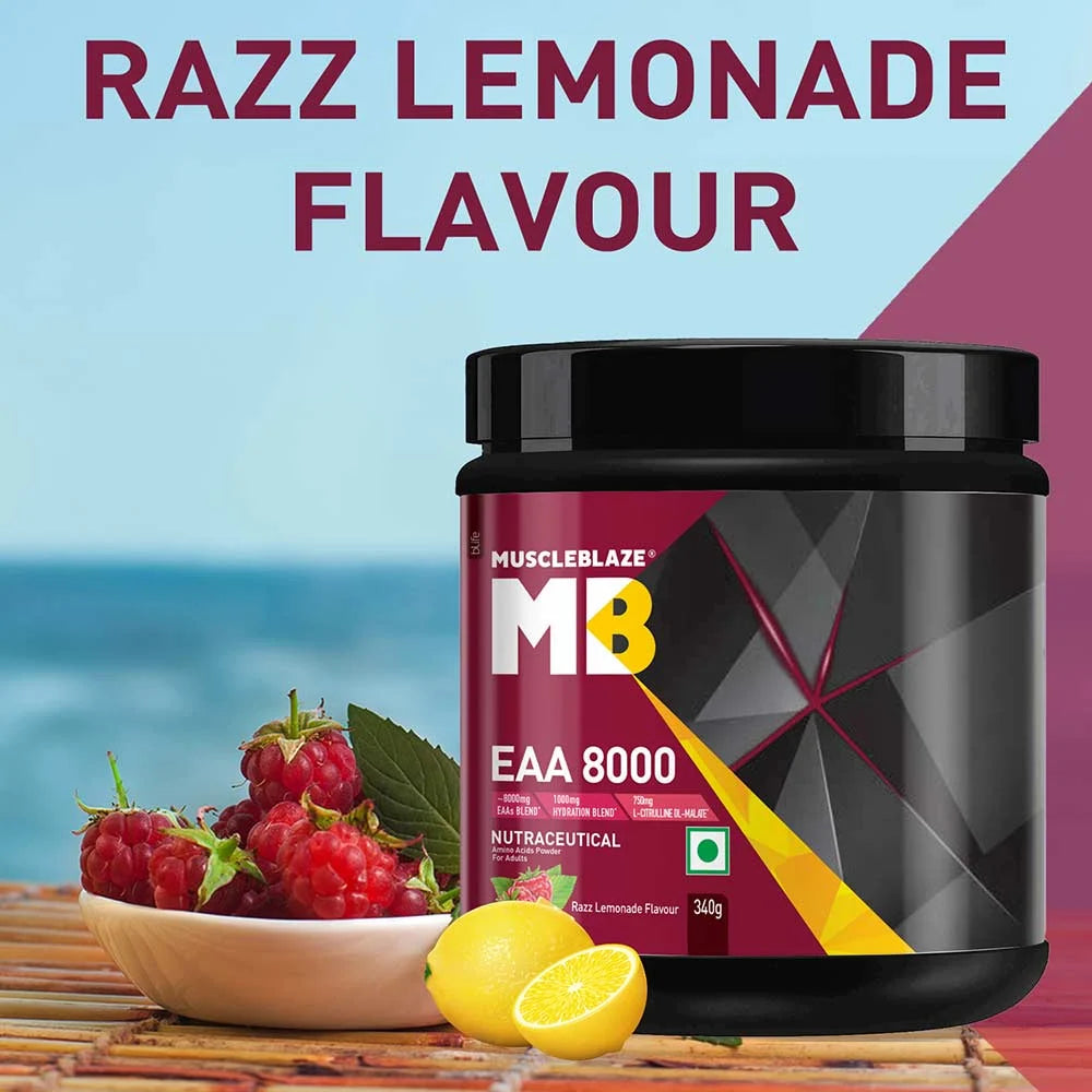 MuscleBlaze EAA 8000 Razz Lemonade • 25 Servings • 340 g