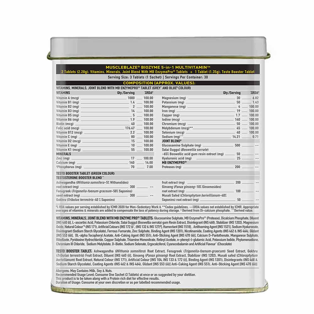 MuscleBlaze MB-VITE Daily Multivitamin, for Enhanced Energy, Stamina & Gut Health