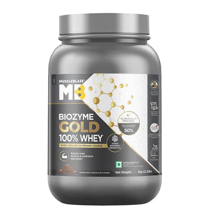 MuscleBlaze Biozyme Gold 100% Whey Double Rich Chocolate • 1 kg