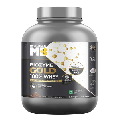 MuscleBlaze Biozyme Gold 100% Whey Double Rich Chocolate • 1 kg