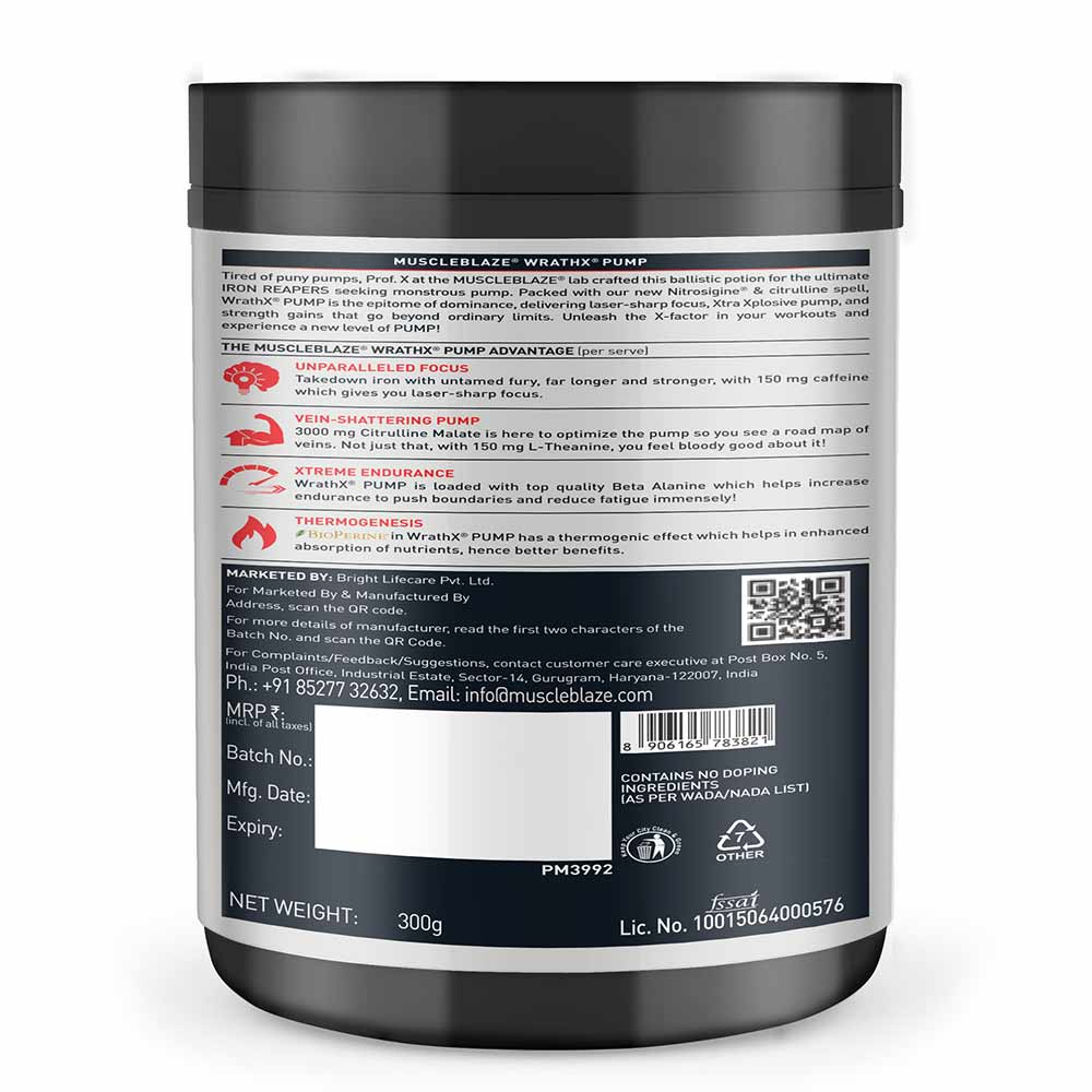 MuscleBlaze WrathX Pump Orange Overdrive (300g)