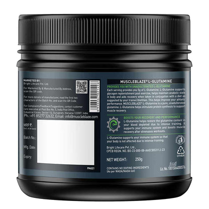 MuscleBlaze MB L-Glutamine Unflavoured – 250g