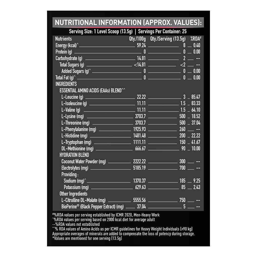 MuscleBlaze EAA 8000 Razz Lemonade • 25 Servings • 340 g