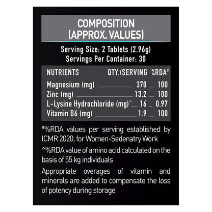 MuscleBlaze ZMA with 100% RDA of Zinc, Magnesium & Vitamin B6 – 60 Tablets