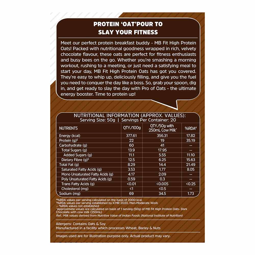 MuscleBlaze High Protein Oats – 1 kg (Dark Chocolate)