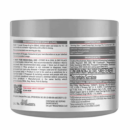 MuscleBlaze Micronised Creatine Monohydrate CreAMP Powder, (129 servings, 400g)