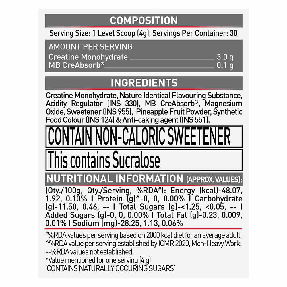 MuscleBlaze Micronised Creatine Monohydrate CreAMP Powder, (129 servings, 400g)