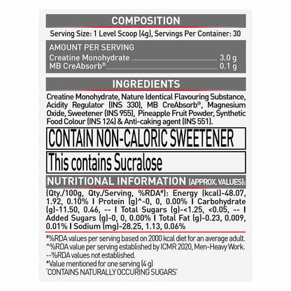 MuscleBlaze Micronised Creatine Monohydrate CreAMP Powder, (129 servings, 400g)