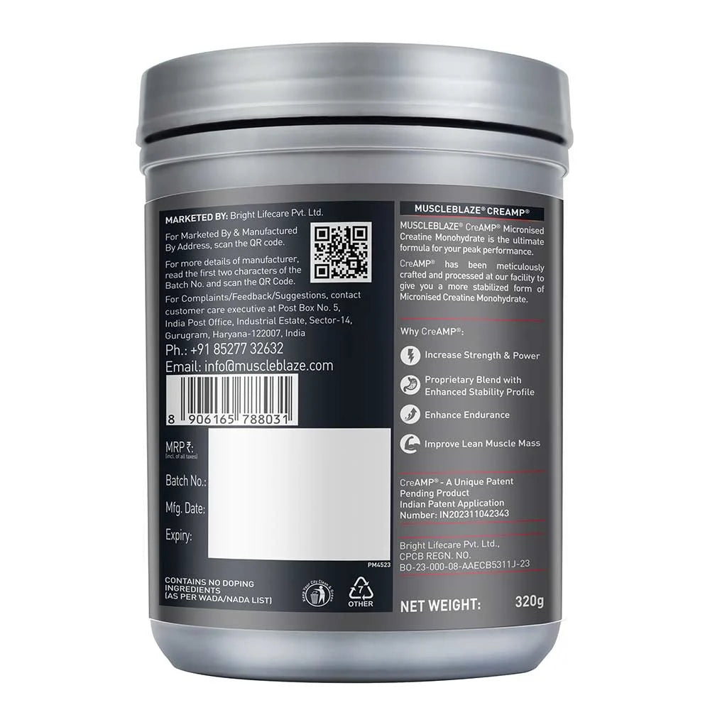 MUSCLE BLAZE CRE-AMP-PERFORMANCE BOOSTERS-CREAMP-JUICY BERRIES-320 G