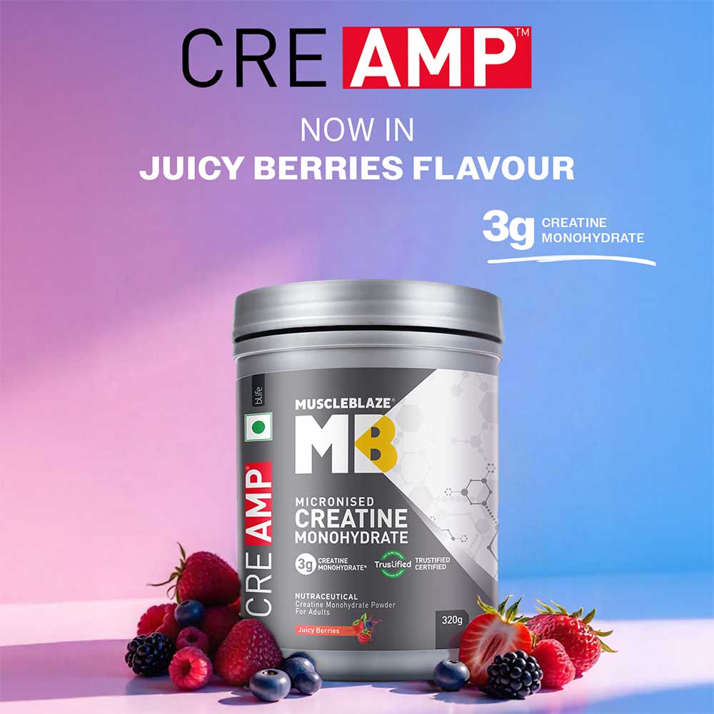 MUSCLE BLAZE CRE-AMP-PERFORMANCE BOOSTERS-CREAMP-JUICY BERRIES-320 G
