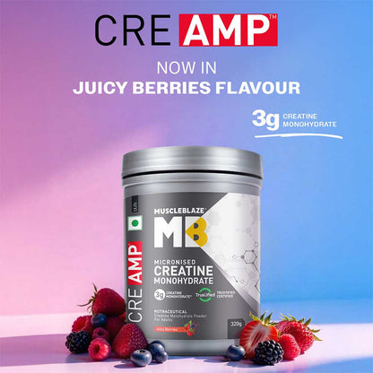 MUSCLE BLAZE CRE-AMP-PERFORMANCE BOOSTERS-CREAMP-JUICY BERRIES-320 G