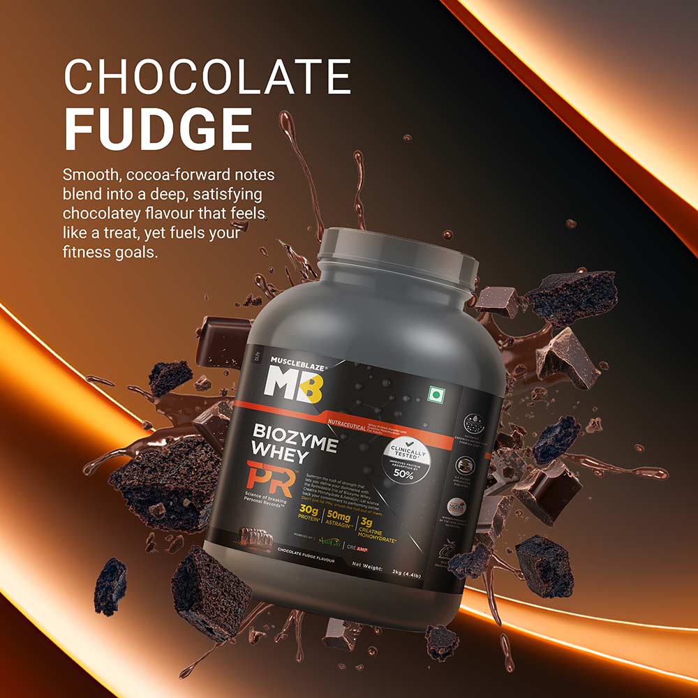 MuscleBlaze Biozyme Whey PR – 2 kg, Chocolate Fudge