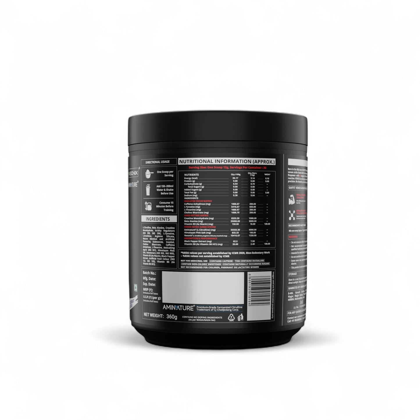 GAFFIT VENOX PREWORKOUT | 5 FLAVOURS | 360 GM