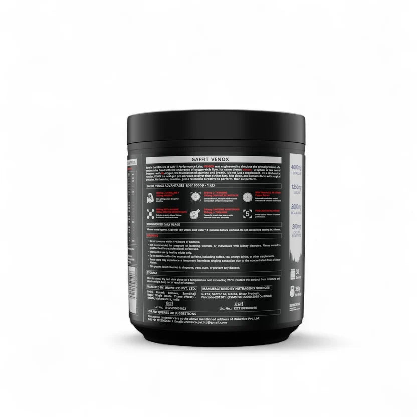 GAFFIT-VENOX PRE-WORKOUT-BLACK CURRANT-360GM