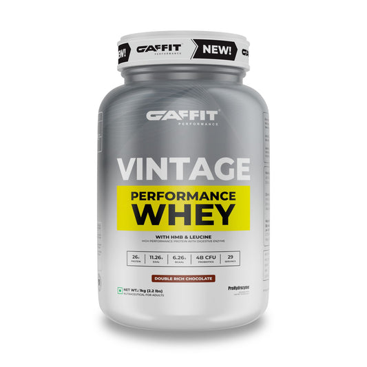 Gaffit Vintage Performance Whey 1kg double rich chocolate  - Advanced Whey Protein for Strength, Recovery & Lean Muscle