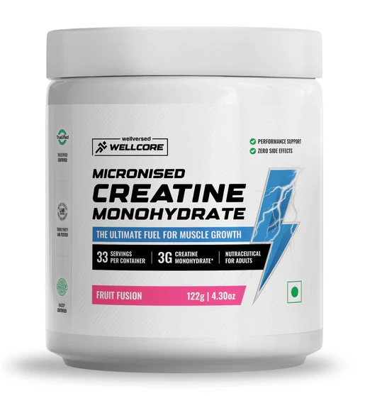 Wellcore Pure Micronised Creatine Powder (83 Servings, Unflavoured) For Enhanced Muscle Strength With Rapid Absorption- 250g