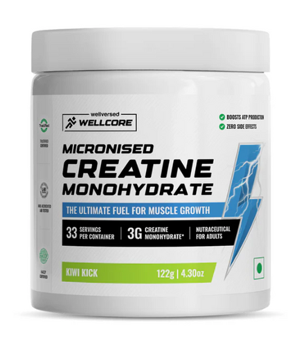 Wellcore Pure Micronised Creatine Powder (83 Servings, Unflavoured) For Enhanced Muscle Strength With Rapid Absorption- 250g